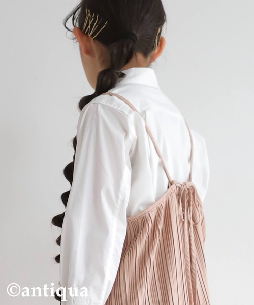 antiqua（アンティカ）の「ランダムプリーツキャミワンピース（ワンピース・キッズ・ベージュ/ブラック・5/3/6/4）」の6枚目の写真