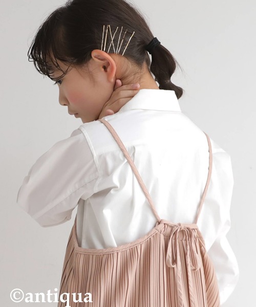 antiqua（アンティカ）の「ランダムプリーツキャミワンピース（ワンピース・キッズ・ベージュ/ブラック・5/3/6/4）」の9枚目の写真