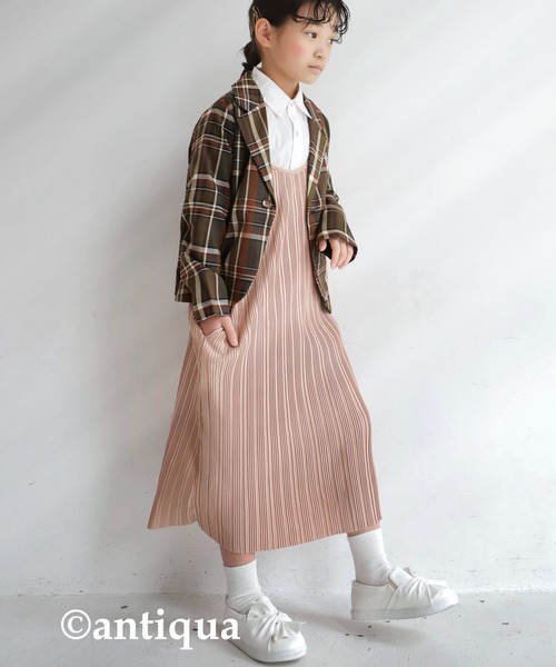 antiqua（アンティカ）の「ランダムプリーツキャミワンピース（ワンピース・キッズ・ベージュ/ブラック・5/3/6/4）」の10枚目の写真