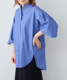 PUAL CE CIN | 【WEB限定】ストライプノーカラーブラウス(シャツ/ブラウス)