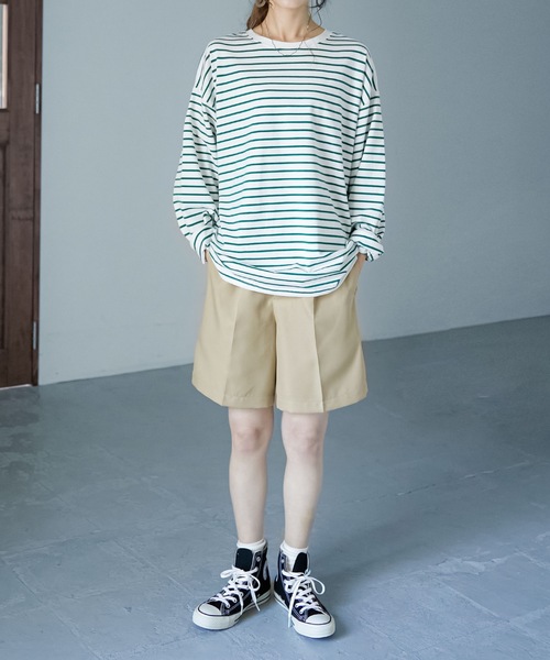 Fashion Letter（ファッションレター）の「コットンボーダービッグロンT（Tシャツ/カットソー・レディース・ブラック/ブルー/グリーン・FREE）」の19枚目の写真