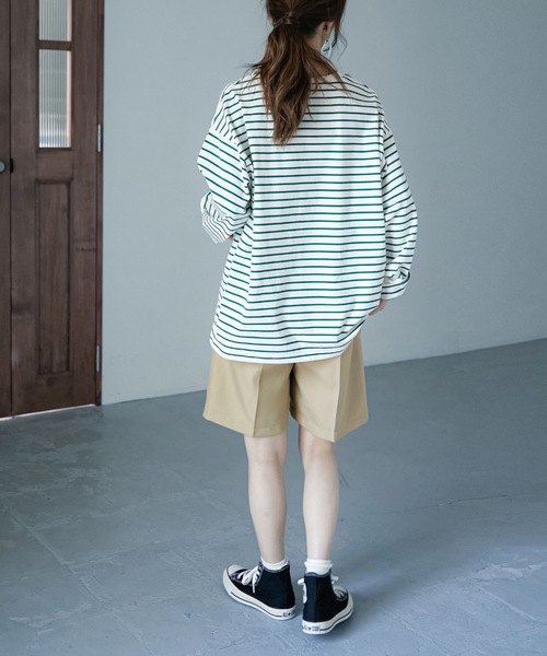 Fashion Letter（ファッションレター）の「コットンボーダービッグロンT（Tシャツ/カットソー・レディース・ブラック/ブルー/グリーン・FREE）」の20枚目の写真
