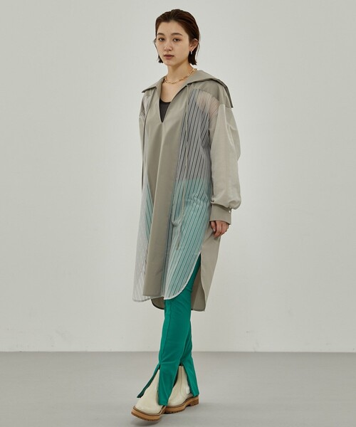 A + TOKYO（エープラストウキョウ）の「ストライプシアーシャツワンピース（ワンピース・レディース・グレイッシュベージュ/ブラック・1/2）」の17枚目の写真