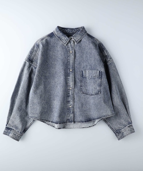 HONEYSUCKLE ROSE（ハニーサックルローズ）の「【HONEYSUCKLE ROSE】ショートデニムシャツアウター（シャツ/ブラウス・レディース・ライトインディゴブルー・L/M）」の10枚目の写真