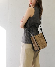 Per sist ence/パーシエンス 雑材ペーパー フェイクレザーパイピング2WAYショルダー