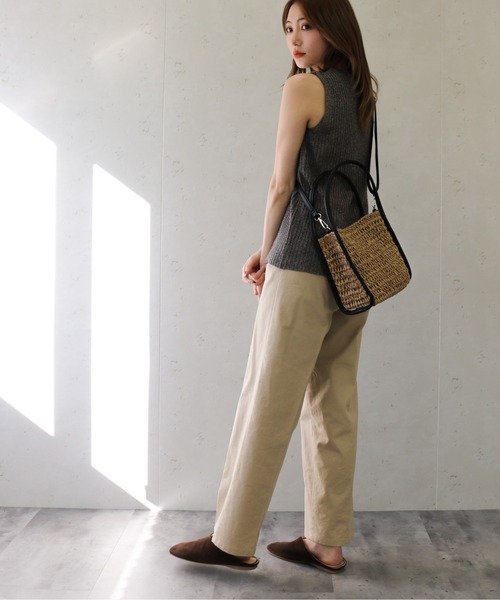 Per sist ence(パーシエンス)の「Per sist ence/パーシエンス 雑材ペーパー フェイクレザーパイピング2WAYショルダー(ショルダーバッグ・レディース・ブラック/モカ・FREE)」の18枚目の写真
