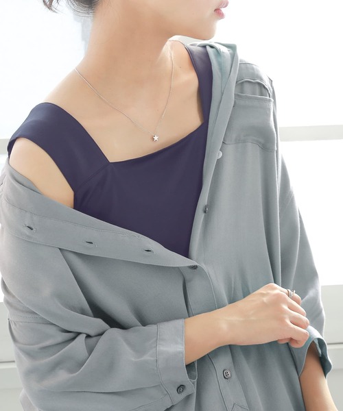 n'OrLABEL（ノアールレーベル）の「【機能素材】『スクエアタンクトップ』（タンクトップ・レディース・ブラック/オフホワイト/ピンク/ブルーグリーン/チャコール/ネイビー・LL/M/L）」の4枚目の写真