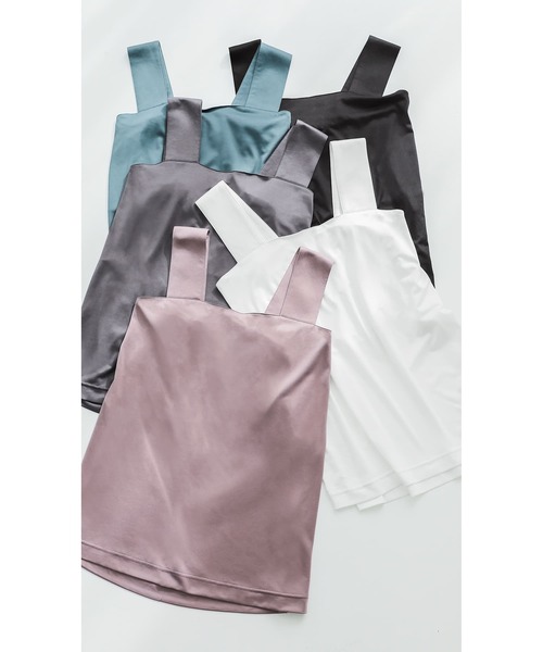 n'OrLABEL（ノアールレーベル）の「【機能素材】『スクエアタンクトップ』（タンクトップ・レディース・ブラック/オフホワイト/ピンク/ブルーグリーン/チャコール/ネイビー・LL/M/L）」の9枚目の写真