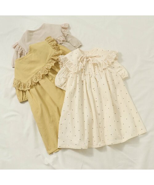 apres les cours(アプレレクール)の「2WAYビッグカラーワンピース(ワンピース・キッズ・イエロー/キナリ/ドット・140/90/110/120/80/130/100)」の6枚目の写真