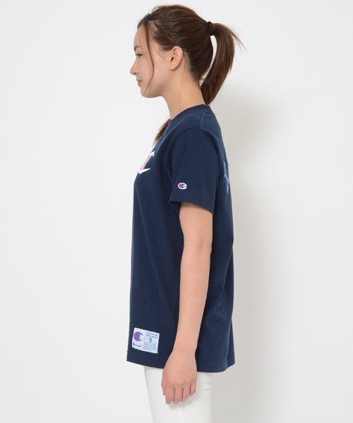 X-girl（エックスガール）の「【SEDA7月号掲載】X-girl × CHAMPION EMBROIDERY S/S BIG TEE（Tシャツ/カットソー・レディース・ホワイト/ブラック/アッシュ/ブルー・2/1）」の5枚目の写真