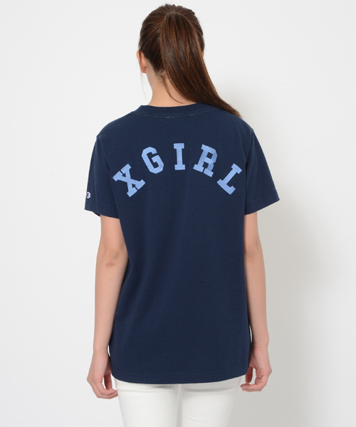 エックスガール×チャンピオン　Tシャツ セール】X-girl × Champion REVERSE WEAVE R FACE S/S TEE（T