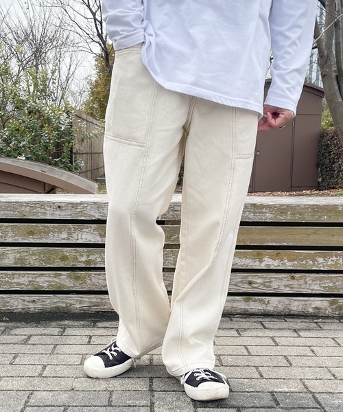 PairPair（ペアペア）の「ハイウエストギャザーパンツ(ユニセックス)（デニムパンツ・メンズ・ブラック/サックスブルー/アイボリー・MEDIUM/LARGE）」の10枚目の写真