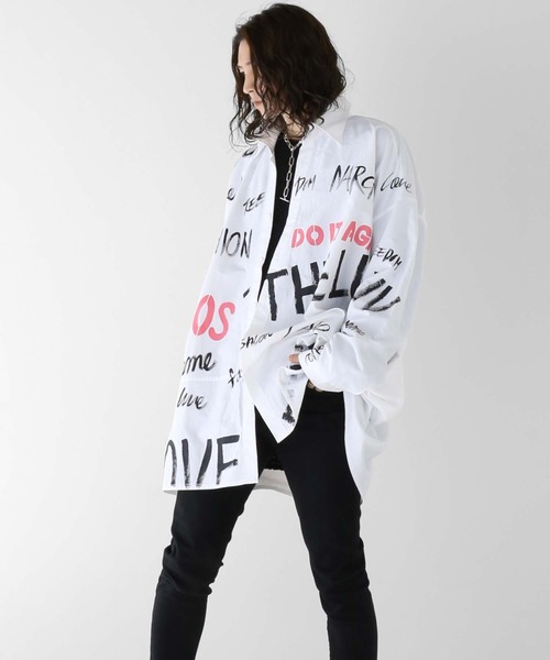 minsobi(ミンソビ)の「レタリングナイロンシャツ(シャツ/ブラウス・メンズ・ホワイト/ブラック・FREE)」の2枚目の写真