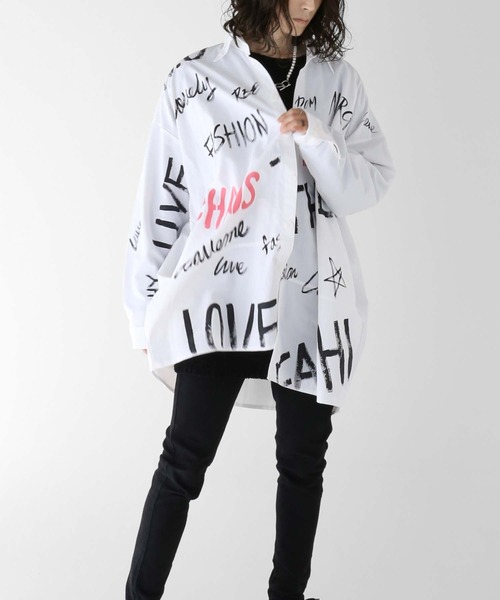 minsobi(ミンソビ)の「レタリングナイロンシャツ(シャツ/ブラウス・メンズ・ホワイト/ブラック・FREE)」の12枚目の写真