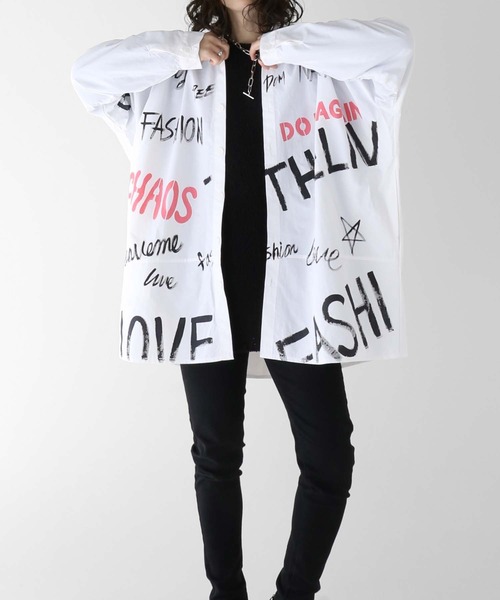 minsobi(ミンソビ)の「レタリングナイロンシャツ(シャツ/ブラウス・メンズ・ホワイト/ブラック・FREE)」の14枚目の写真
