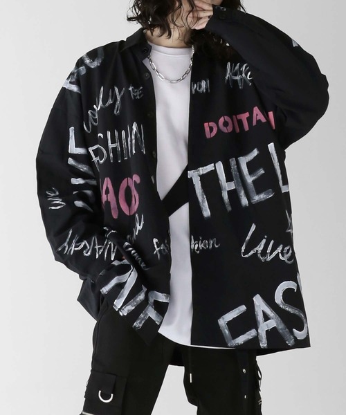 minsobi(ミンソビ)の「レタリングナイロンシャツ(シャツ/ブラウス・メンズ・ホワイト/ブラック・FREE)」の6枚目の写真