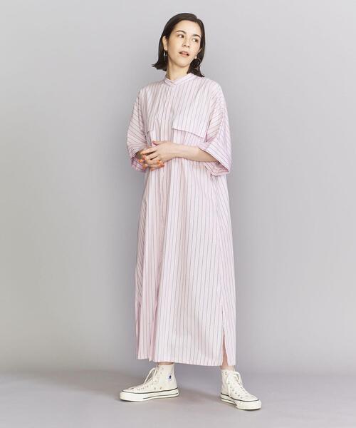 ユナイテッドアローズ シャツワンピース ロング 花柄 スタイルフォーリビング 黒 シャツワンピース 長袖 ロング丈 切り替え 前開き レディース 前
