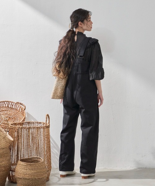 Libra Cue（リブラ キュー）の「”プレーンサロペット”　　　　　　　　　　　　　　　　　長さ調整可能、幅広い身長の方にお勧め、１年を通して着用できるしっかりとしたコットン100％（サロペット/オーバーオール・レディース・ブラック/アイボリー・FREE）」の12枚目の写真