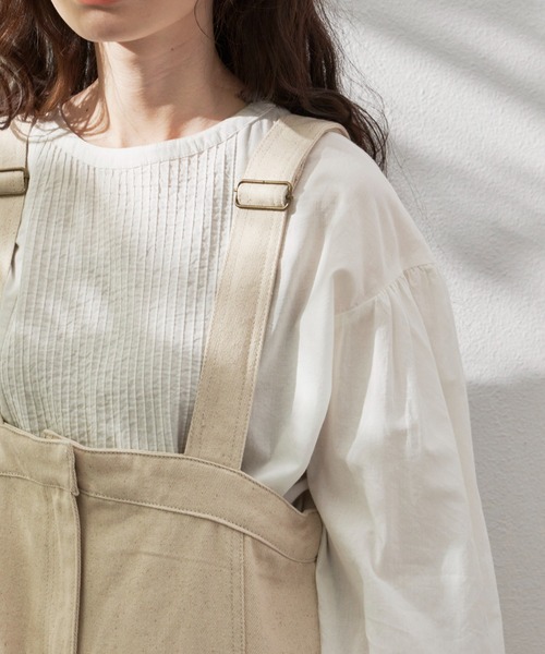 Libra Cue（リブラ キュー）の「”プレーンサロペット”　　　　　　　　　　　　　　　　　長さ調整可能、幅広い身長の方にお勧め、１年を通して着用できるしっかりとしたコットン100％（サロペット/オーバーオール・レディース・ブラック/アイボリー・FREE）」の17枚目の写真