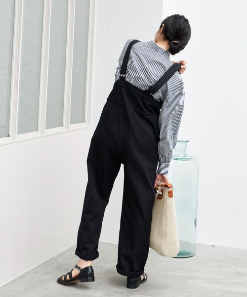 Libra Cue（リブラ キュー）の「”プレーンサロペット”　　　　　　　　　　　　　　　　　長さ調整可能、幅広い身長の方にお勧め、１年を通して着用できるしっかりとしたコットン100％（サロペット/オーバーオール・レディース・ブラック/アイボリー・FREE）」の13枚目の写真