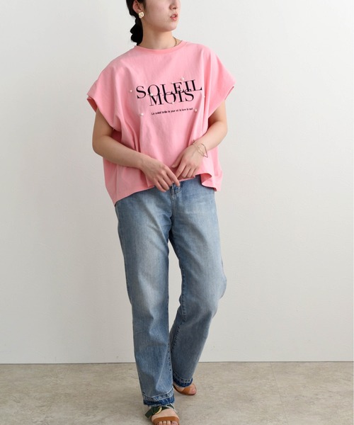 LHELBIE(レルビエ)の「ロゴフロッキーボックスTシャツ(Tシャツ/カットソー・レディース・チャコールグレー/ピンク/ホワイト・M)」の6枚目の写真