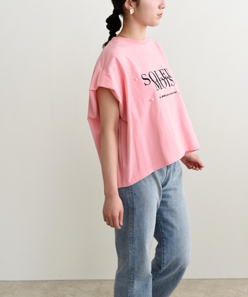 LHELBIE(レルビエ)の「ロゴフロッキーボックスTシャツ(Tシャツ/カットソー・レディース・チャコールグレー/ピンク/ホワイト・M)」の12枚目の写真