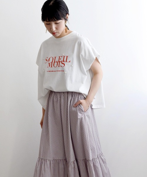 LHELBIE(レルビエ)の「ロゴフロッキーボックスTシャツ(Tシャツ/カットソー・レディース・チャコールグレー/ピンク/ホワイト・M)」の21枚目の写真