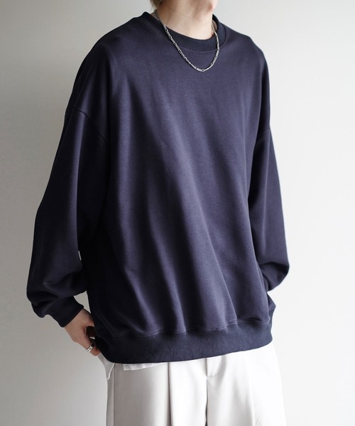 NILWAY（ニルウェイ）の「ヘビーTC裏毛ワイドスリーブスウェット（スウェット・メンズ・ブラック/ネイビー/オフホワイト/ブルー/グリーン/グレイッシュベージュ/ライトグレー・SMALL/MEDIUM/LARGE）」の6枚目の写真