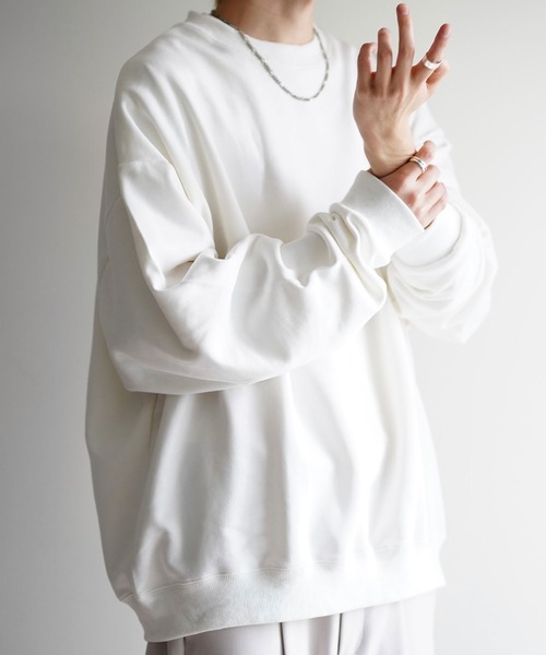 NILWAY（ニルウェイ）の「ヘビーTC裏毛ワイドスリーブスウェット（スウェット・メンズ・ブラック/ネイビー/オフホワイト/ブルー/グリーン/グレイッシュベージュ/ライトグレー・SMALL/MEDIUM/LARGE）」の2枚目の写真