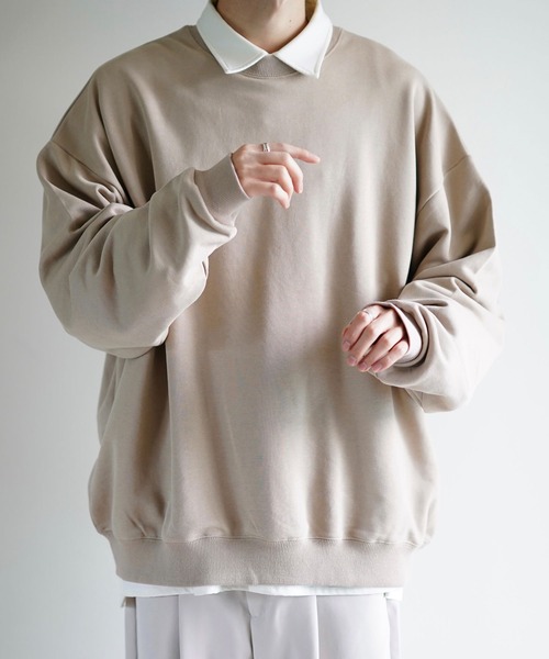 NILWAY（ニルウェイ）の「ヘビーTC裏毛ワイドスリーブスウェット（スウェット・メンズ・ブラック/ネイビー/オフホワイト/ブルー/グリーン/グレイッシュベージュ/ライトグレー・SMALL/MEDIUM/LARGE）」の4枚目の写真