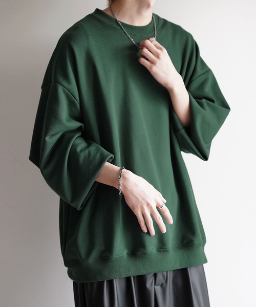 NILWAY（ニルウェイ）の「ヘビーTC裏毛ワイドスリーブスウェット（スウェット・メンズ・ブラック/ネイビー/オフホワイト/ブルー/グリーン/グレイッシュベージュ/ライトグレー・SMALL/MEDIUM/LARGE）」の5枚目の写真