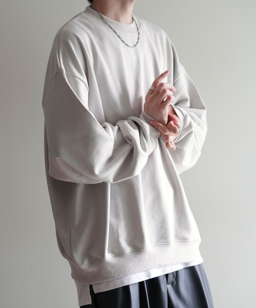 NILWAY（ニルウェイ）の「ヘビーTC裏毛ワイドスリーブスウェット（スウェット・メンズ・ブラック/ネイビー/オフホワイト/ブルー/グリーン/グレイッシュベージュ/ライトグレー・SMALL/MEDIUM/LARGE）」の3枚目の写真