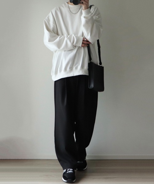 NILWAY（ニルウェイ）の「ヘビーTC裏毛ワイドスリーブスウェット（スウェット・メンズ・ブラック/ネイビー/オフホワイト/ブルー/グリーン/グレイッシュベージュ/ライトグレー・SMALL/MEDIUM/LARGE）」の13枚目の写真