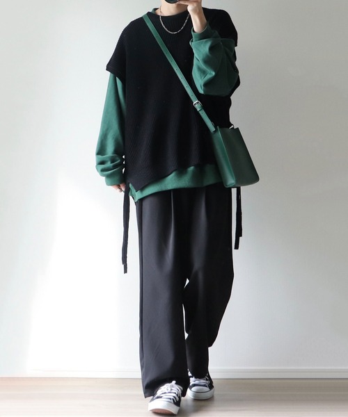 NILWAY（ニルウェイ）の「ヘビーTC裏毛ワイドスリーブスウェット（スウェット・メンズ・ブラック/ネイビー/オフホワイト/ブルー/グリーン/グレイッシュベージュ/ライトグレー・SMALL/MEDIUM/LARGE）」の16枚目の写真