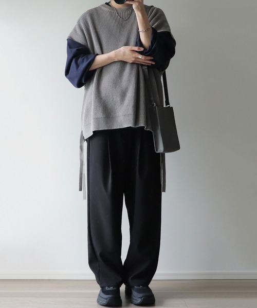 NILWAY（ニルウェイ）の「ヘビーTC裏毛ワイドスリーブスウェット（スウェット・メンズ・ブラック/ネイビー/オフホワイト/ブルー/グリーン/グレイッシュベージュ/ライトグレー・SMALL/MEDIUM/LARGE）」の15枚目の写真