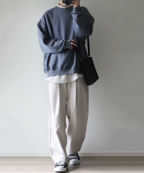 NILWAY（ニルウェイ）の「ヘビーTC裏毛ワイドスリーブスウェット（スウェット・メンズ・ブラック/ネイビー/オフホワイト/ブルー/グリーン/グレイッシュベージュ/ライトグレー・SMALL/MEDIUM/LARGE）」の19枚目の写真