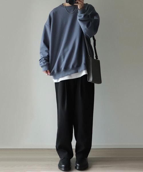 NILWAY（ニルウェイ）の「ヘビーTC裏毛ワイドスリーブスウェット（スウェット・メンズ・ブラック/ネイビー/オフホワイト/ブルー/グリーン/グレイッシュベージュ/ライトグレー・SMALL/MEDIUM/LARGE）」の18枚目の写真