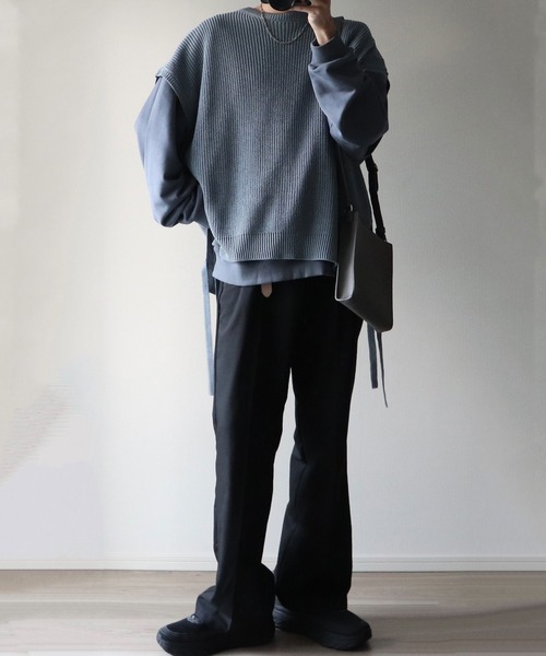 NILWAY（ニルウェイ）の「ヘビーTC裏毛ワイドスリーブスウェット（スウェット・メンズ・ブラック/ネイビー/オフホワイト/ブルー/グリーン/グレイッシュベージュ/ライトグレー・SMALL/MEDIUM/LARGE）」の12枚目の写真