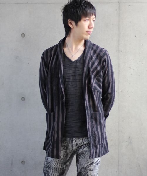 TORNADO MART∴オリエンタルストライプスエードガウンシャツ