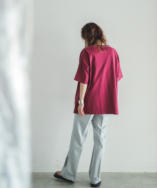 FIL DE FER(フィルデフェール)の「USA COTTON ルーズTEE(Tシャツ/カットソー・レディース・ピンク/ブルー/ボルドー・FREE)」の14枚目の写真