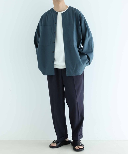 ADAM ET ROPE'（アダムエロペ）の「ノーカラー シャツジャケット/レイヤード（ブルゾン・メンズ・グリーン系その他2/ネイビー・M/L）」の19枚目の写真