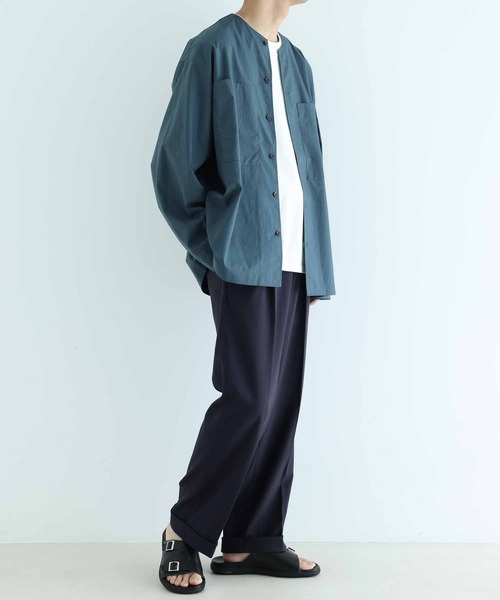 ADAM ET ROPE'（アダムエロペ）の「ノーカラー シャツジャケット/レイヤード（ブルゾン・メンズ・グリーン系その他2/ネイビー・M/L）」の17枚目の写真