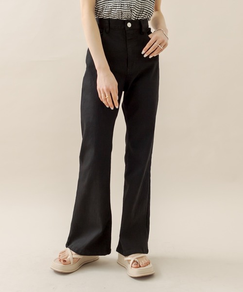 mline（エムライン）の「[mline] バックスリットデニム（デニムパンツ・レディース・ネイビー/ブラック・1/2）」の2枚目の写真