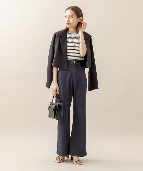 mline（エムライン）の「[mline] バックスリットデニム（デニムパンツ・レディース・ネイビー/ブラック・1/2）」の3枚目の写真