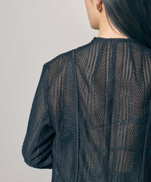 PUBLIC TOKYO(パブリックトウキョウ)の「メッシュノーカラーJKT(ノーカラージャケット・レディース・ホワイト/ブラック・FREE)」の11枚目の写真