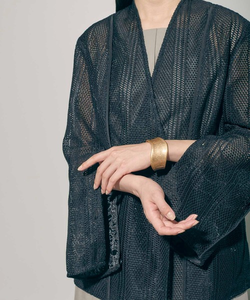 PUBLIC TOKYO(パブリックトウキョウ)の「メッシュノーカラーJKT(ノーカラージャケット・レディース・ホワイト/ブラック・FREE)」の9枚目の写真