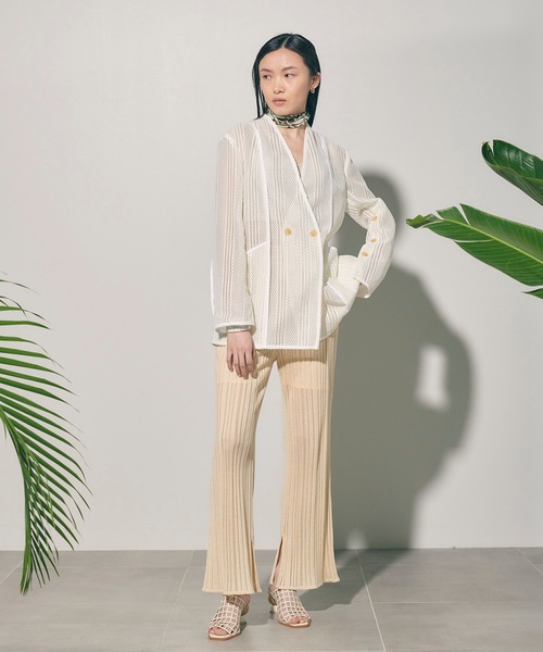 PUBLIC TOKYO(パブリックトウキョウ)の「メッシュノーカラーJKT(ノーカラージャケット・レディース・ホワイト/ブラック・FREE)」の16枚目の写真