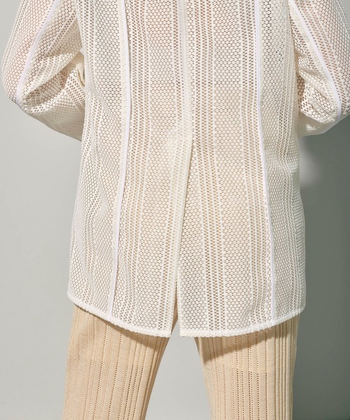 PUBLIC TOKYO(パブリックトウキョウ)の「メッシュノーカラーJKT(ノーカラージャケット・レディース・ホワイト/ブラック・FREE)」の12枚目の写真