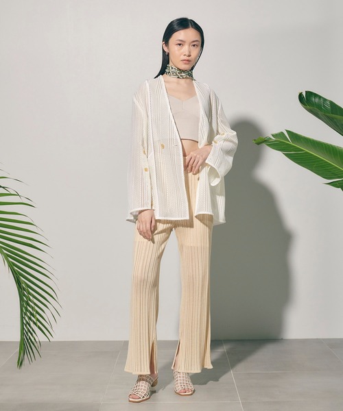 PUBLIC TOKYO(パブリックトウキョウ)の「メッシュノーカラーJKT(ノーカラージャケット・レディース・ホワイト/ブラック・FREE)」の5枚目の写真