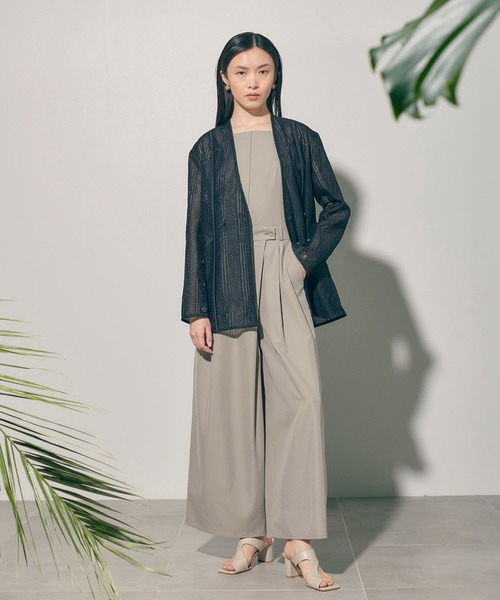 PUBLIC TOKYO(パブリックトウキョウ)の「メッシュノーカラーJKT(ノーカラージャケット・レディース・ホワイト/ブラック・FREE)」の13枚目の写真